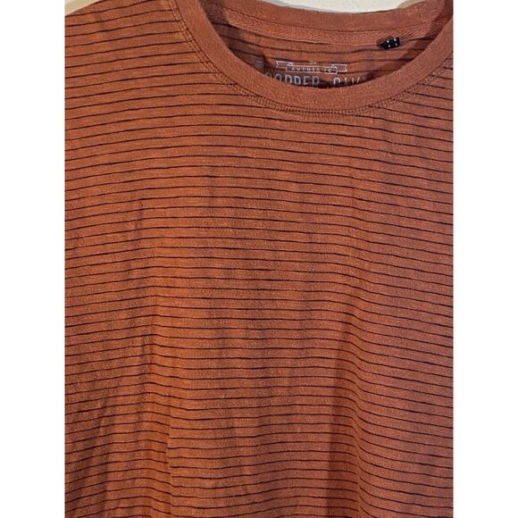Copper & Oak men's XL rust colored striped short sleeve Indian cotton tee - Picture 3 of 7
